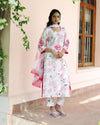 Lalic & Pink Mul-Cotton Patch With Embroidery And Boota Georgette Dupatta Suit Set