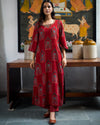 Jharokha Maroon Ajrakh Handblock Kurta Set