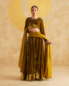Mustard Hand Embroidered Blouse With Lehnga & Dupatta set