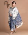 Blue Handblock Suit With Pants & Dupatta Set