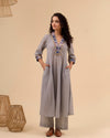 Light Grey Dot Cotton Kurta Set