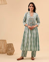 Green Ikat Cotton Kurta Set