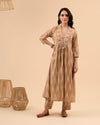 Beige Ikat Cotton Kurta Set