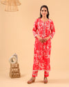 Cherry Red Cotton Kurta Set