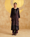 Dark Marron Ajrakh Handblock Soft Velvet Kurta & Palazzo Set