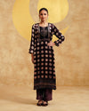 Brown Ajrakh Handblock Soft Velvet Kurta & Palazzo Set