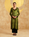 Parrot Green Ajrakh Handblock Soft Velvet Kurta & Palazzo Set