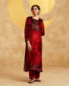 Maroon Ajrakh Handblock Soft Velvet Kurta & Palazzo Set