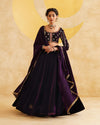 Purple Velvet Hand Embroidered Lehnga  Set