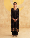 Black Ajrakh Handblock Soft Velvet Kurta & Palazzo Set
