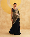 Black Ready To Wear Drape Saree With Velvet Blouse