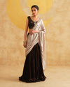 Dark Brown Ready To Wear Drape Saree With Velvet Blouse