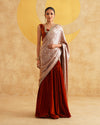 Rust Ready To Wear Drape Saree With Velvet Blouse
