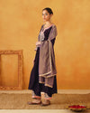 Mauve Velvet Hand Embroidered Kurta with Palazzo and Dupatta Set