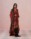 Maroon Ajrakh HandBlock Modal Satin Suit Set