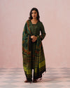 Bottle Green Ajrakh HandBlock Modal Satin Suit Set