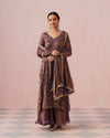 Mauve Diamond Silk Embroidery Suit With Palazzo & Dupatta Set