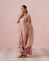 Blush Pink Diamond Silk Embroidery Suit With Palazzo & Dupatta Set
