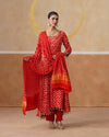 Deep Orange Bandhani Work Modal Suit Set