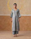 Sky Blue Diamond Silk Embroidery Suit Set