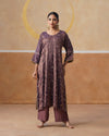 Mauve Diamond Silk Embroidery Suit Set