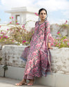Pink Cotton Handblock Kurta With Palazzo & Dupatta Set