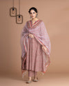 Red Handblock Printed Cotton Kurta With Pants Set