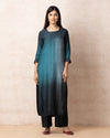 Blue Shaded Upada Silk Kurta With Hand Embroided Sequence Work Set