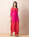 Pink Shaded Upada Silk Kurta With Hand Embroidered Sequence Work Set
