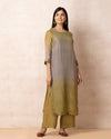 Green & Grey Shaded Upada Silk Kurta With Hand Embroidered Sequence Work Set