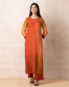 Orange Shaded Upada Silk Kurta With Hand Embroided Sequence Work Set