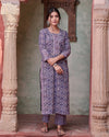 Lavender Cotton Handblock Kurta Set