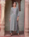 Green Cotton Handblock Kurta Set