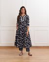 Black Cotton Ghera Kurta Set