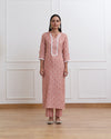 Pink Cotton Straight Flower Print Kurta Set