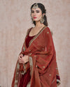 Maroon Velvet Embroidered Anarkali Dress With Pure Chanderi Tissue Dupatta