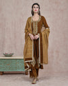 Mustard Velvet Embroidered Kurta & Palazzo With Pure Chanderi Tissue Dupatta