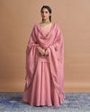 Rose Pink Velvet Kurta With Lehenga & Chanderi Tissue Dupatta